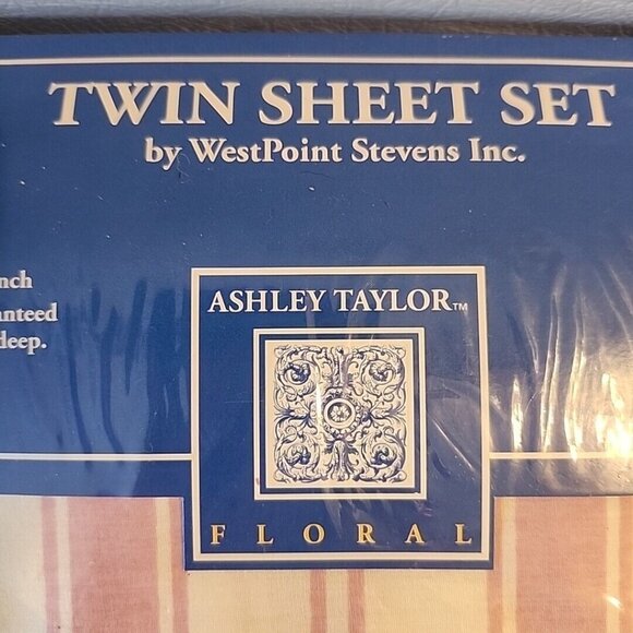 Vintage Twin Sheet Set by WestPoint Stevens Pink Floral Stripes Sealed Package - Picture 11 of 11
